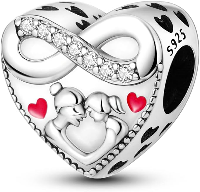 MULA 925 Sterling Silver Charms for Bracelets and Necklaces Lucky Home Happy Family Forever Love Mom Beads Dangle Pendants Jewelry for Women - Image 1